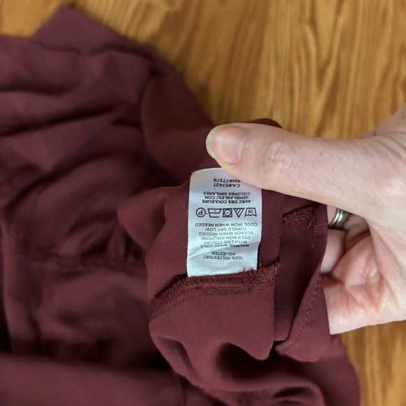Ann Taylor Burgundy Ruffle Long Sleeve Peplum Blouse Large Romantic Boho Cottage - Picture 8 of 9